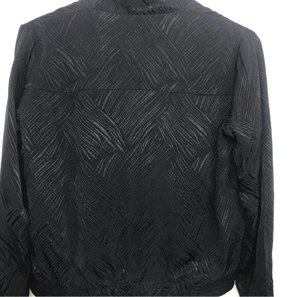 H&M Black Silky Textured Linear Print Bomber Jacket - Picture 10 of 16